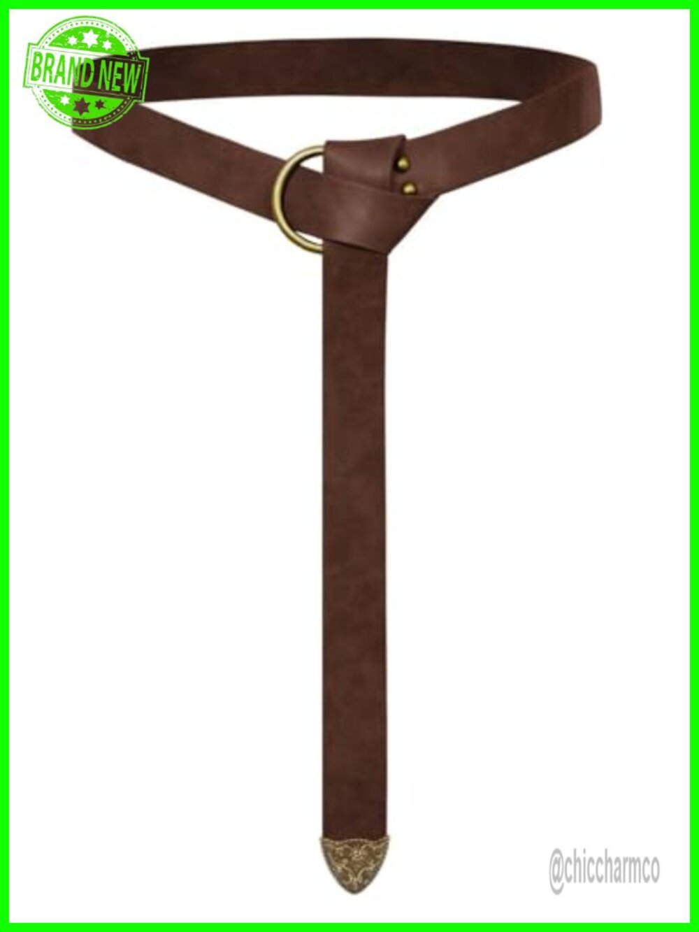 Medieval Renaissance Leather Belt with Metal Accents, Adjustable Self-Tie